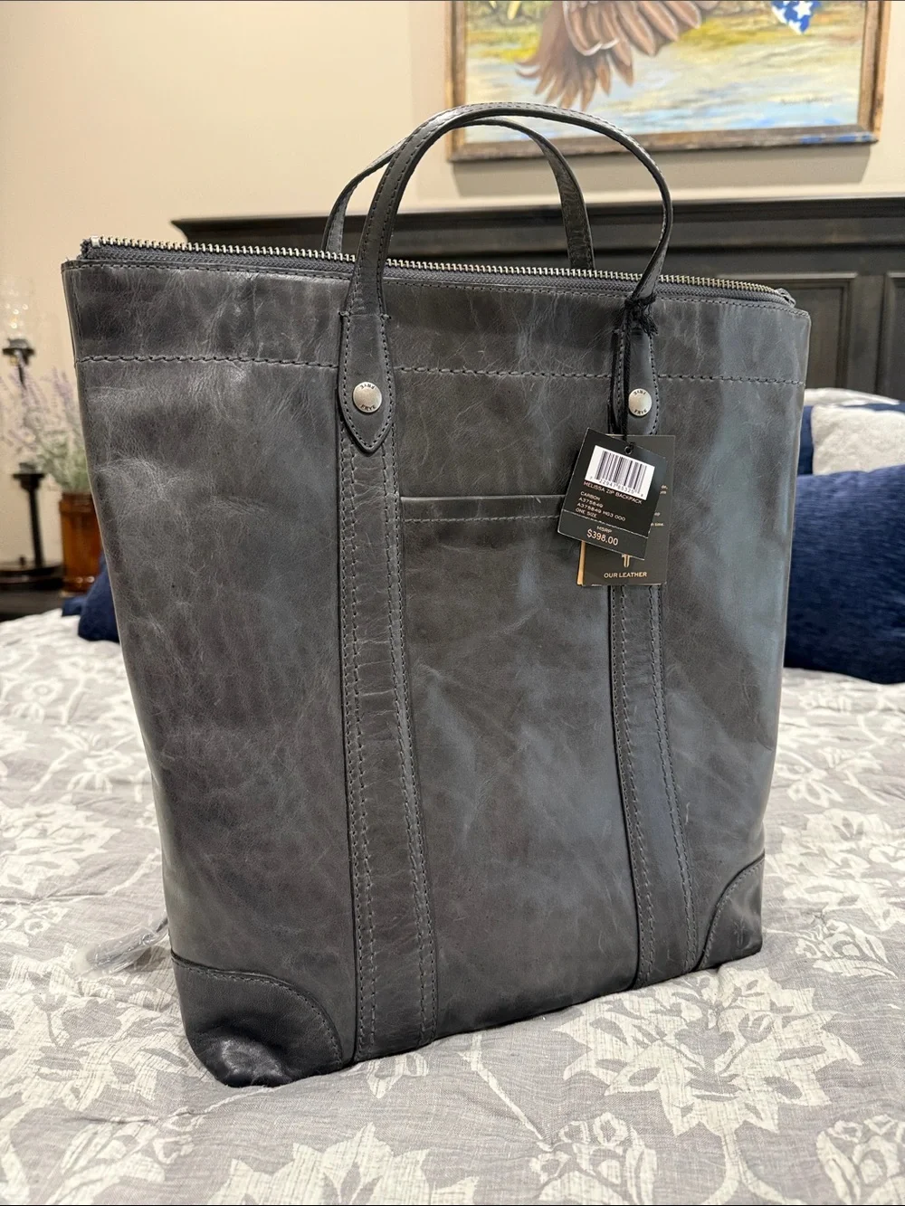 Brand New with Tags Frye Leather Backpack Purse -Gray